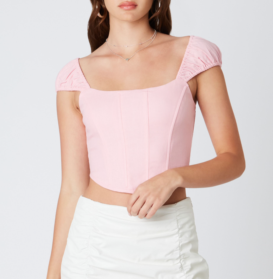 トップス HELK ROSE BUSTIER (WHITE) Weekend Love Bustier Pink Butterfly Top | Size L White Fox
