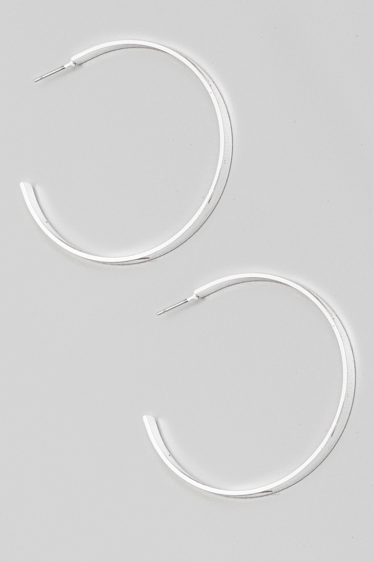 Thin Flat Metallic Hoop Earrings