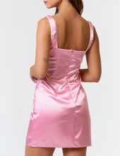 Load image into Gallery viewer, Sleeveless Lace Edge Satin Mini Dress