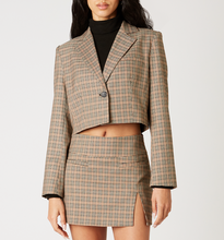 Load image into Gallery viewer, Cropped Plaid Blazer