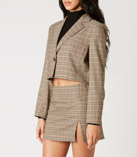 Load image into Gallery viewer, Cropped Plaid Blazer