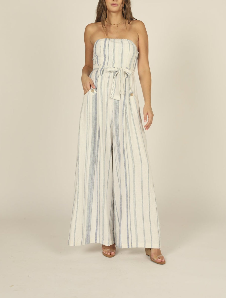 Ratih Strapless Wide Leg Polycotton Ankle Length Jumpsuit