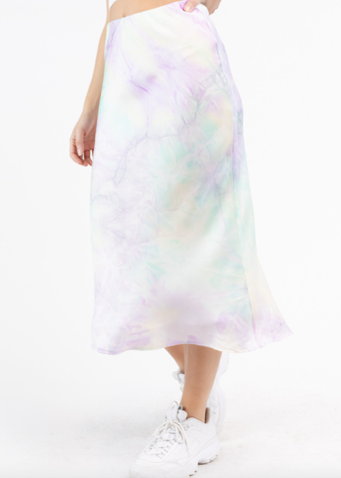 Tie dye satin clearance skirt