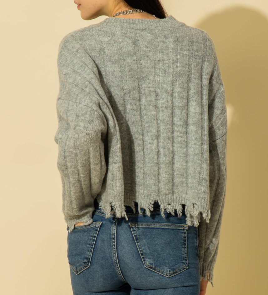 Frayed trim drop sweater best sale
