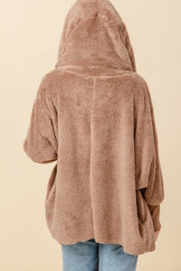 Hooded Long Sleeve 2 Pocket Teddy Coat