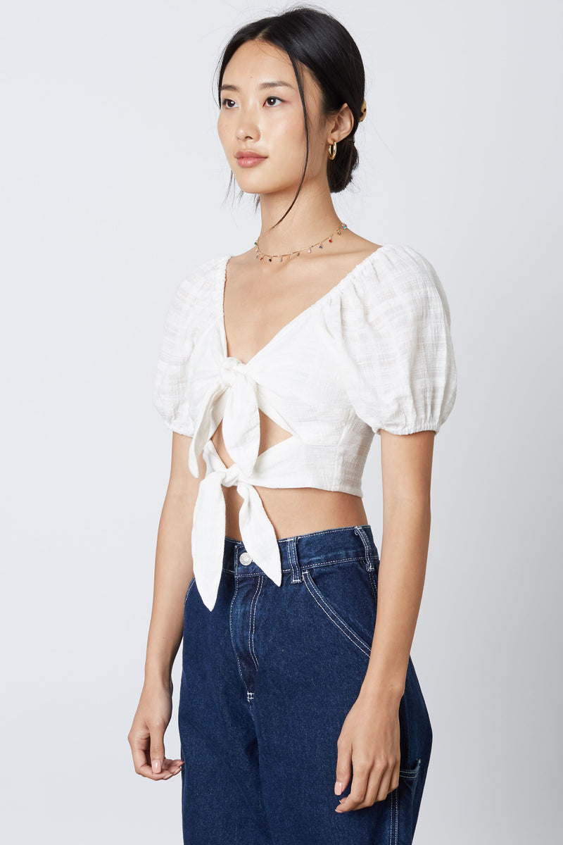 Puff Sleeve Double Tie Crop Top – shop hey chick