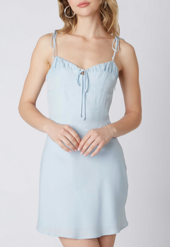 Sleeveless Tie Front Slip Mini Dress
