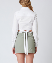 Load image into Gallery viewer, Long Sleeve Button Up Tie Back Cropped Top
