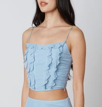 Load image into Gallery viewer, Sleeveless Mesh Ruffle Crop Top