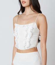 Load image into Gallery viewer, Sleeveless Mesh Ruffle Crop Top