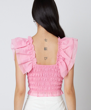 Load image into Gallery viewer, Puff Sleeve Scrunch Crop Top