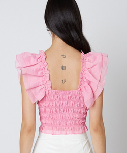 Puff Sleeve Scrunch Crop Top