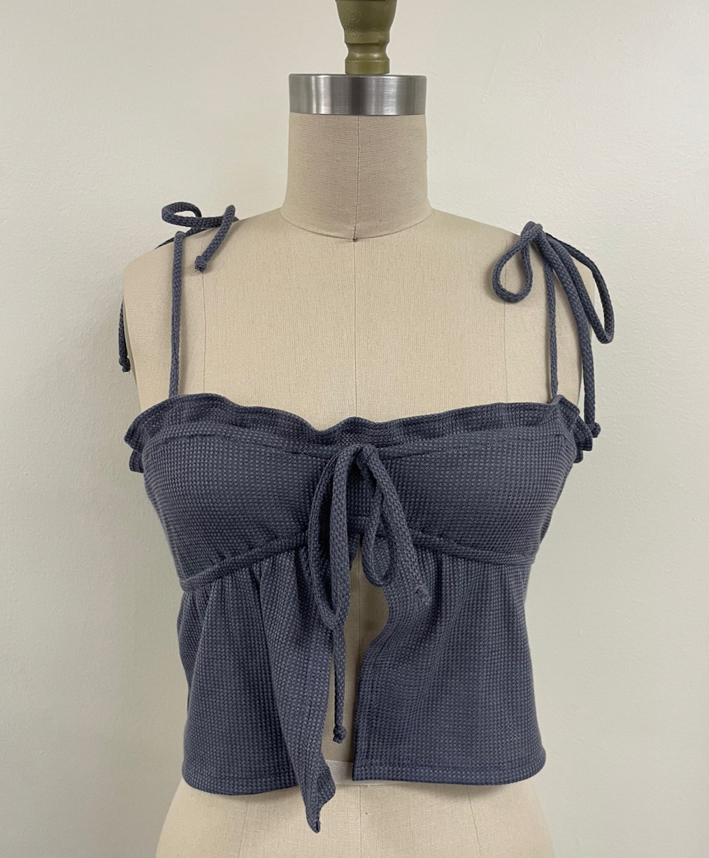 Tie Strap Open Front Crop Top