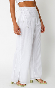 High Waisted Wide Leg Smocked Waist Pants