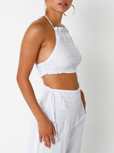 Load image into Gallery viewer, Halter Smocked Crop Top