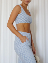Load image into Gallery viewer, Sleeveless Terry Checker Crop Top