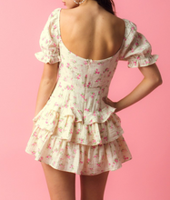 Load image into Gallery viewer, Puff Sleeve Tie Front Ruffle Mini Dress