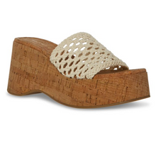 Load image into Gallery viewer, Single Strap Woven Cork Wedge