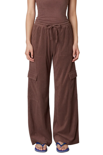 Mid Rise Terrycloth Cargo Pants