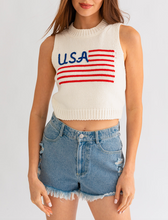 Load image into Gallery viewer, USA Stitched Knit Top