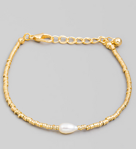 Pearl Charm Seed Beaded Bracelet