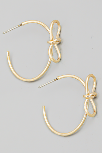 Thin Bow Tie Hoop Earrings