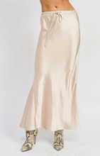 Load image into Gallery viewer, Tie Front Satin Midi Skirt