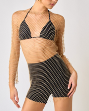 Load image into Gallery viewer, Long Sleeve Rhinestone Fishnet Dress