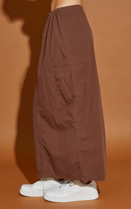 Drawstring Slit Back Midi Skirt