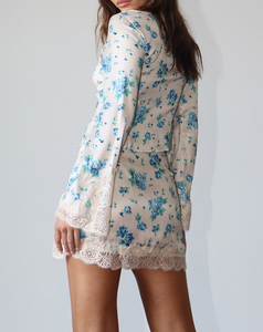 Long Sleeve Floral Tie Front Top