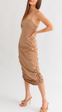 Load image into Gallery viewer, Sleeveless Ruching Tie Back Midi Dress