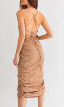 Load image into Gallery viewer, Sleeveless Ruching Tie Back Midi Dress
