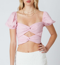 Load image into Gallery viewer, Puff Sleeve Double Twist Cut Out Top