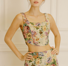 Load image into Gallery viewer, Sleeveless Floral Corset Crop Top