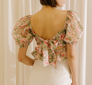 Puff Sleeve Floral Corset Top