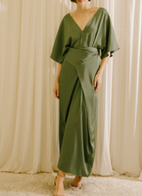 Load image into Gallery viewer, Deep V Asymmetric Kimono Maxi Dress