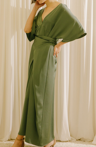 Deep V Asymmetric Kimono Maxi Dress