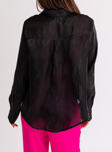 Oversized Organza Button Up Top