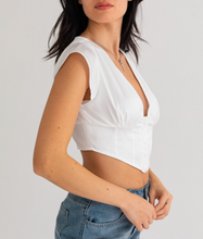 Load image into Gallery viewer, Cap Sleeve V Neck Crop Top