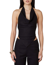 Load image into Gallery viewer, Cowl Neck Linen Halter Top