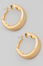 Load image into Gallery viewer, Wide Brushed Metallic Hoop Earrings