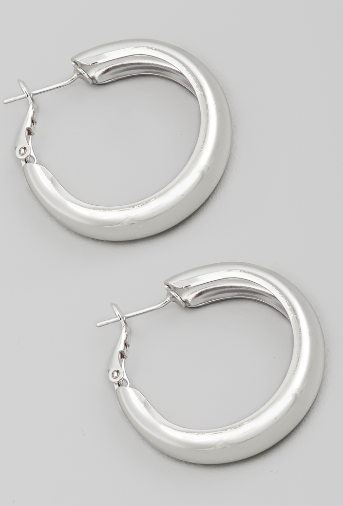 Hollow Metallic Tube Hoop Earrings