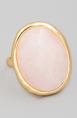 Round Oval Stone Open Band Ring