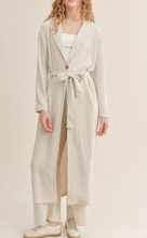 Load image into Gallery viewer, Long Sleeve Collared Linen Maxi Duster Jacket