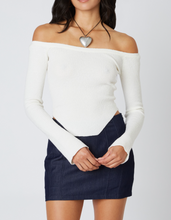 Load image into Gallery viewer, Off Shoulder Knit Scalloped Hemline Top