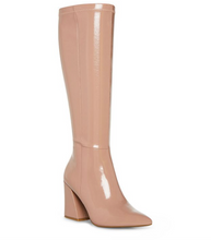 Load image into Gallery viewer, Pointed Toe Flared Heel Knee High Boots