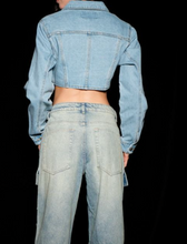 Load image into Gallery viewer, Cropped Denim Corset Jacket