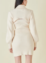 Load image into Gallery viewer, Ribbed Sweater Knit Set Balloon Sleeve Shrug Dress