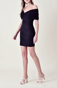 Off Shoulder Bow Mini Dress