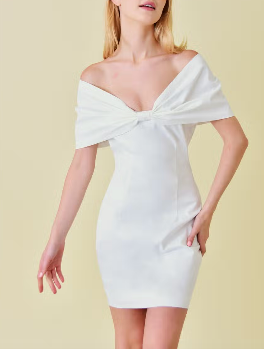 Off Shoulder Bow Mini Dress